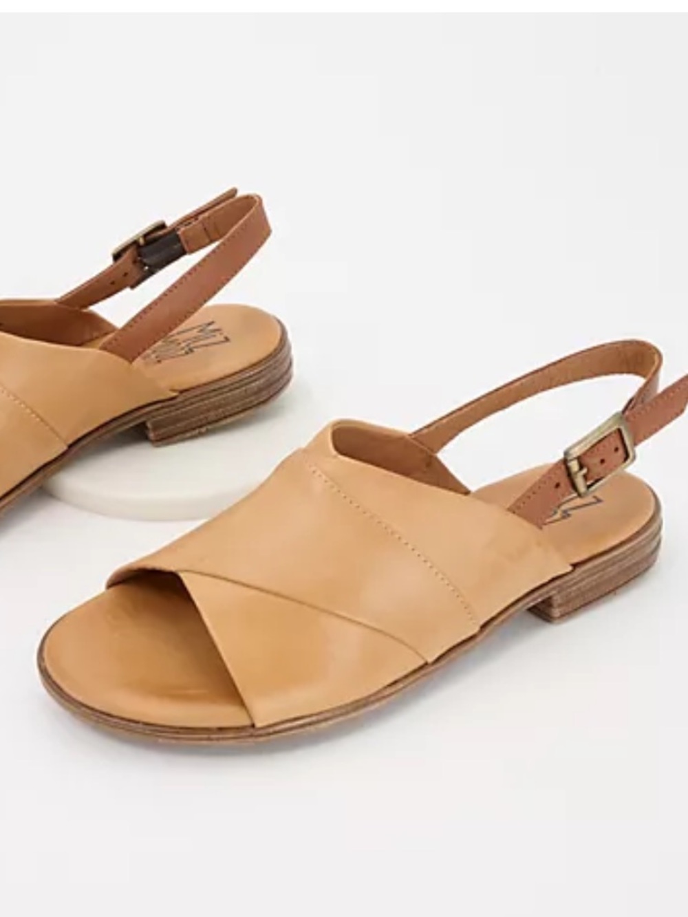 Miz Mooz Dorothy leather backstrap sandals brown almond tan size EU 38 US 7 new